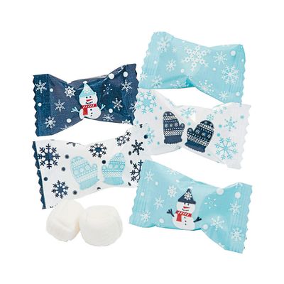 Winter Buttermint Candy (108 individually wrapped candies) Christmas Mints with Snowflake and Snowman designs