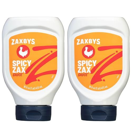 Zaxbys Spicy Zax Sauce - Hot Sauce, BBQ Sauce, Wing Sauce, Dipping Sauce for Chicken Wings, Burgers, Barbecues, Fry Sauce, Spicy Special Sauce, Secret Recipe - 16 fl oz (Pack of 2)