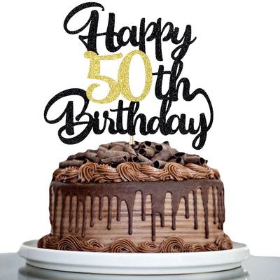 Klionjor 50th Happy birthday cake topper happy birthday cake decoration 50th birthday party decoration gift plugin (50)