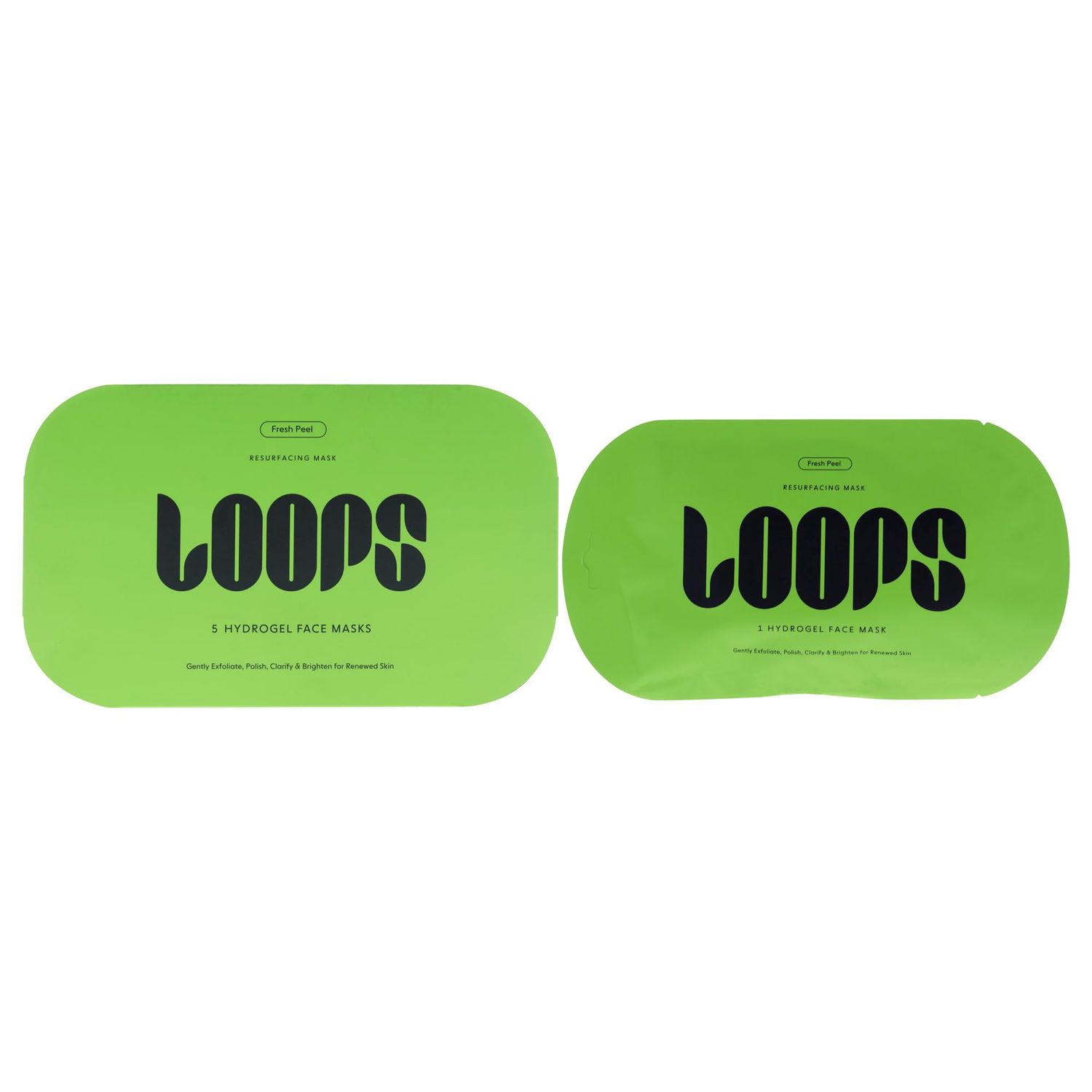 Loops FRESH PEEL - Resurfacing Hydrogel Face Mask - Gently Exfoliate, Polish, Clarify and Brighten for Renewed Skin - Mother&#39;s Day Gifts for Mom - 5 pc