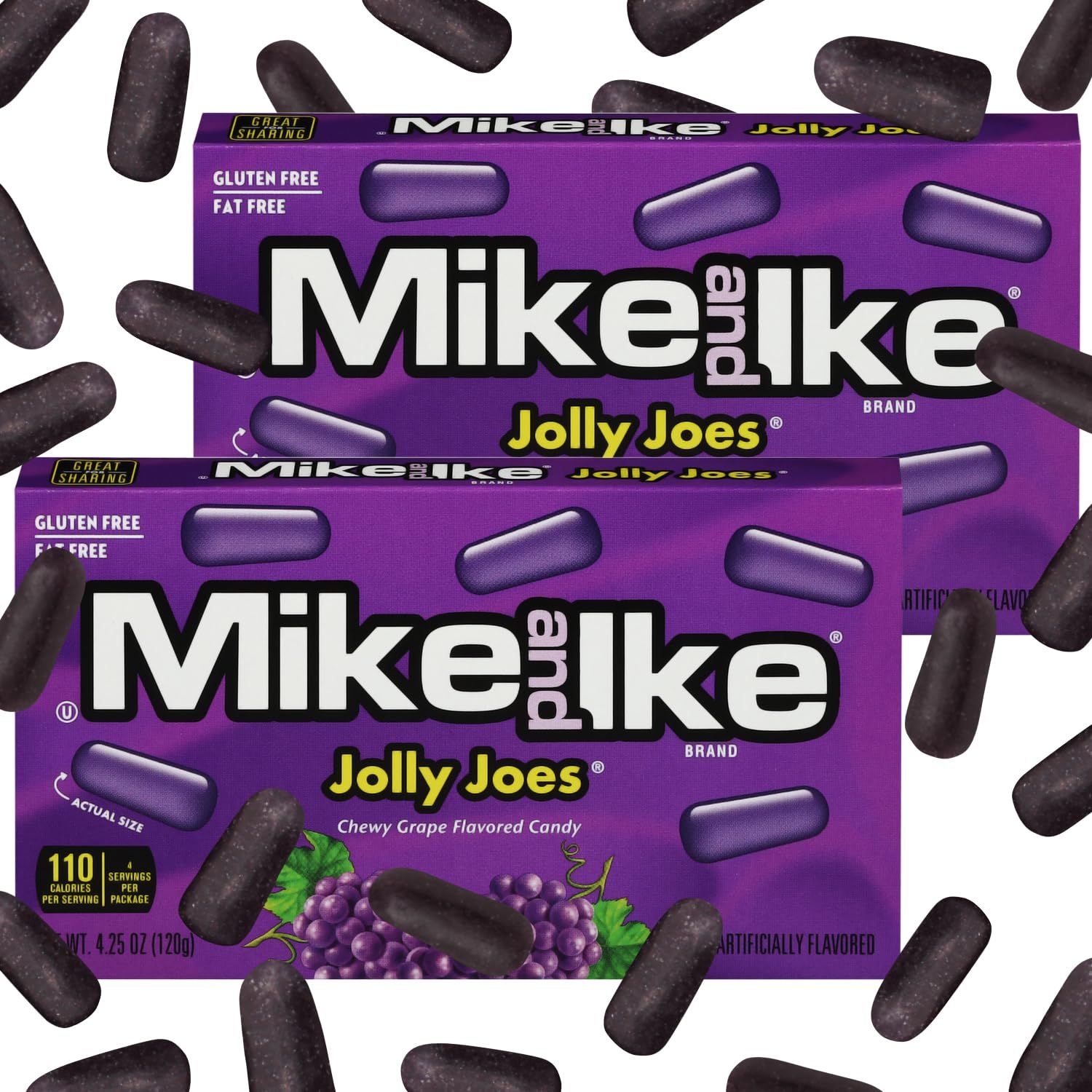 Mike and Ike Candy Jolly Joes Flavor, 2 Pack of Movie Theater Candy Boxes 4.25OZ Each, Ideal Mike and Ike Candy for Your Favorite Films, Perfect Theater Box Candy for Sharing with Friends