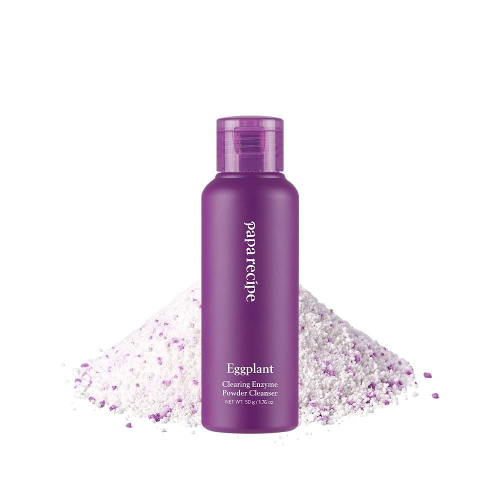 Papa Recipe Eggplant Clearing Enzyme Powder Cleanser - Soft Exfoliating Facial Wash for Dry Skin (50g, 1.72oz) - Korean Skincare for Radiant, Smooth Complexion