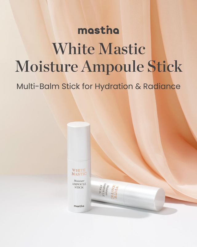 MASTINA White Mastic Moisture Ampoule Stick 0.35oz Wrinkle Reduction Elasticity Moisturizing Radiance Multi Balm Korean Skin Care Serum Stick for Face Lips Eyes Neck Vegan Collagen