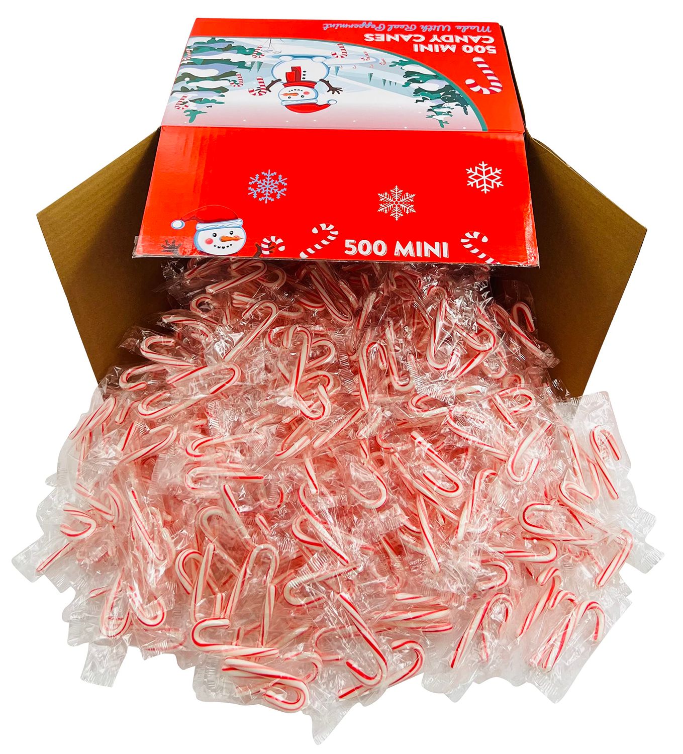 LA Signature Mini Candy Canes with Real Peppermint, Red &amp; White, 500 Count (Pack of 1)