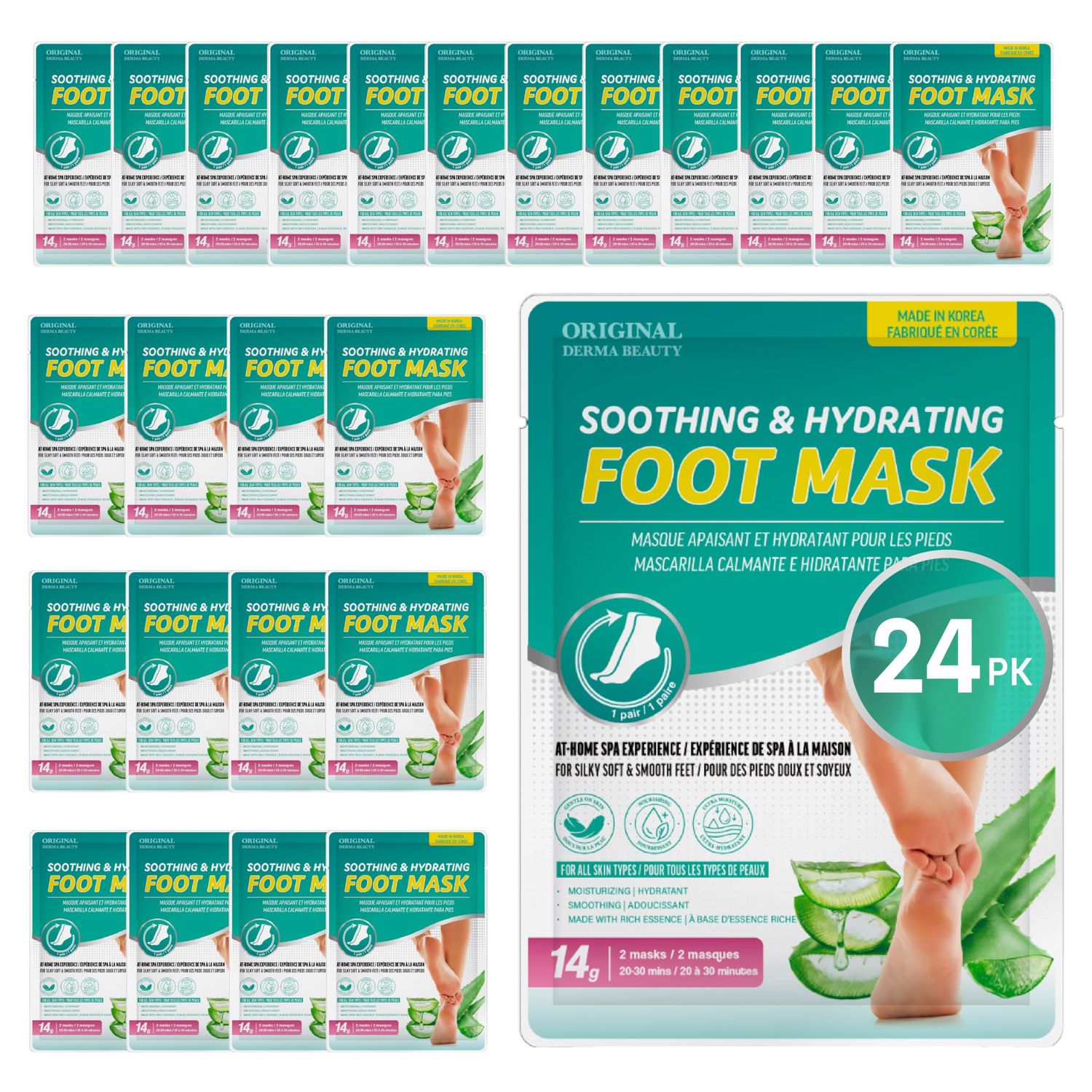 Innerest Original Derma Beauty 24 pairs Moisturizing Foot Mask Foot Spa Foot care (Aloe)