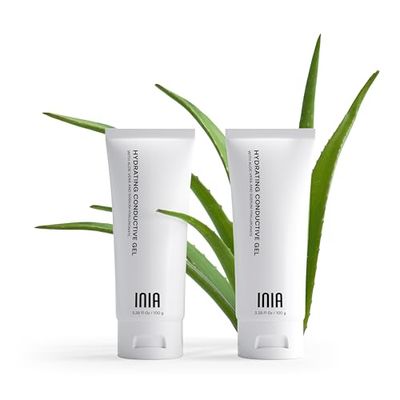 INIA Micro-current Conductive Gel for Korean Skin Care Machines &amp; Face Massagers - Hydrating Gel Primer with Hyaluronic Acid Facial and Body for Women and Men, 3.38 Fl Oz2