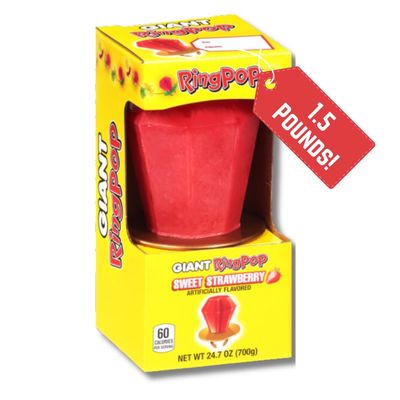 Giant Ring Pop Gift - 1.5 lbs (24.7 oz.) Strawberry Ring Pop - Large Oversized Treat - By Lyza&#39;s Sweets &amp; Treats