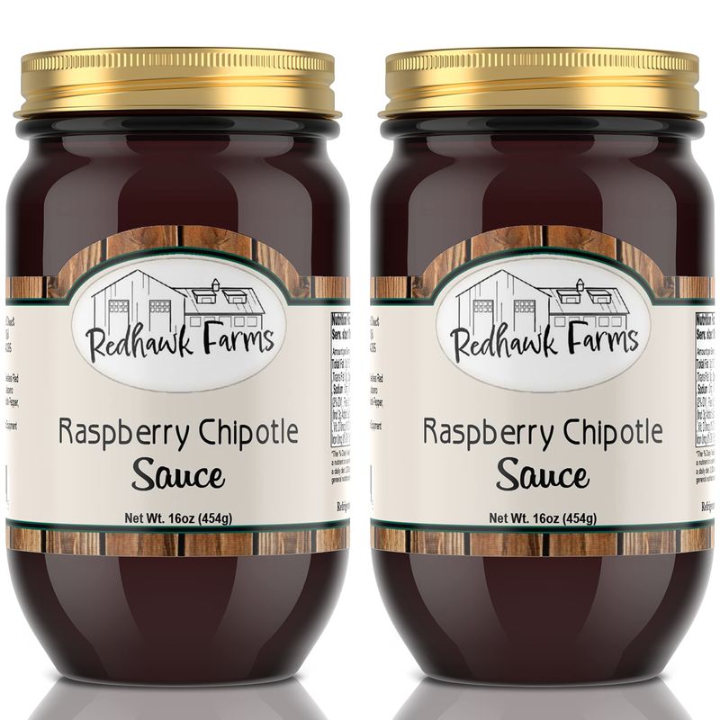 Redhawk Farms Raspberry Chipotle Sauce - Gluten Free, Non-GMO Raspberry Chipotle Jam - All Natural Charcuterie Board Dips and Spreads (16 Oz, 2 Pack)