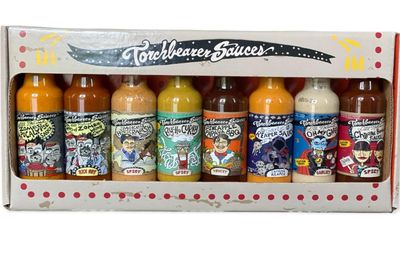 Torchbearer&#39;s 8-pack Minis - Curated selection from mild to wild in perfect 1.75oz travel bottles, all packed in a colorful, fit-to-size box: 8 pack