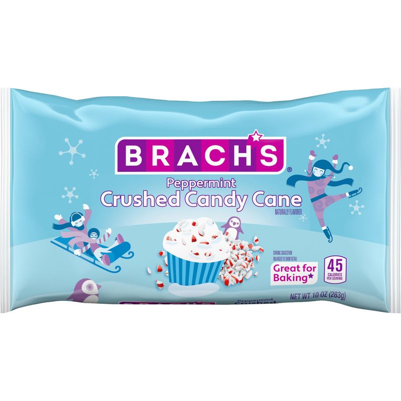 Brach's Peppermint Crushed Candy Canes, Holiday Baking Decorations, Perfect For Christmas Cookies, 10 Oz Bag
