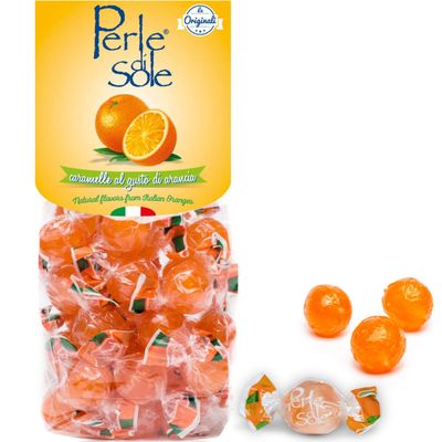Perle di Sole Italian Orange Hard Candy Made in Italy - Italian Hard Candy Individually Wrapped - Orange Candies - Orange Drops (7.05 oz 200 g) Italian Gifts From Italy