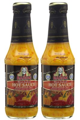 Baron West Indian Hot Pepper Sauce 14oz (Pack of 2)