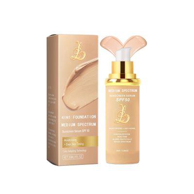 4-in-1 Magic Foundation Light/Medium Spectrum Full Coverage Lotion, Match Skin Color Changed, SPF 50, 4 1 Foundation Hydrating Concealer Waterproof Korean Makeup(Medium, Spectrum)