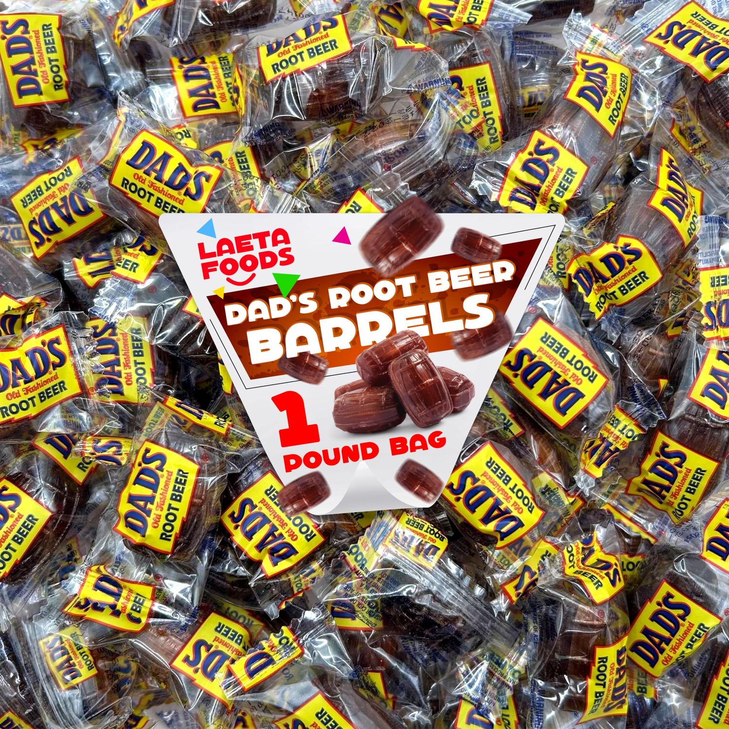 Dad&#39;s Root Beer Barrels 1 Pound Bag - Approx. 50 Count Old-Fashioned Hard Candy