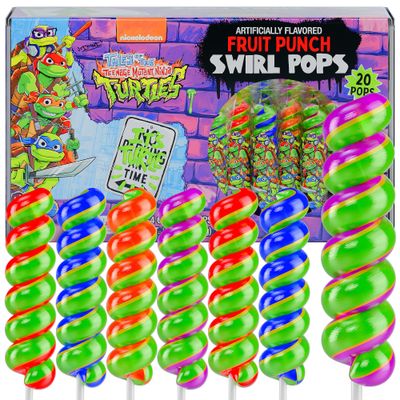 Ninja Turtles Lollipops Swirl 20pk- Ninja Turtle Candy For Ninja Turtle Party Favors &amp; Ninja Turtle Birthday Decorations - Teenage Mutant Ninja Turtle Cake Topper - Tmnt Party Favors