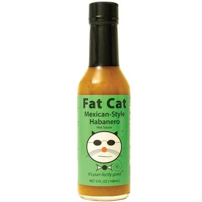 Mexican Style Habanero Hot Sauce by Fat Cat Gourmet Sweet, Sour &amp; Savory For Tacos, Enchiladas, Fajitas, Bloody Mary Hot Natural, Gluten Free, Vegan &amp; Keto Friendly One Bottle