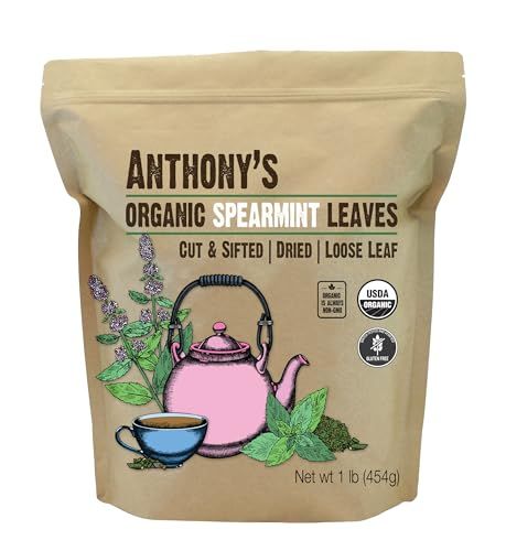 Anthony&#39;s Organic Dried Spearmint Leaves, 1 lb, Gluten Free, Non GMO, Cut and Sifted