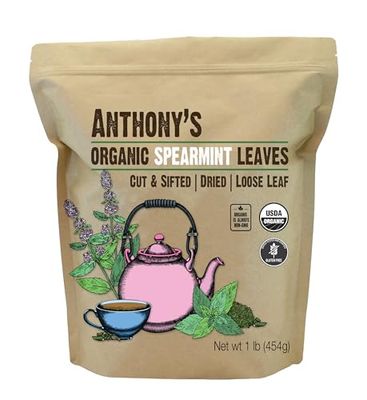 Anthony&#39;s Organic Dried Spearmint Leaves, 1 lb, Gluten Free, Non GMO, Cut and Sifted
