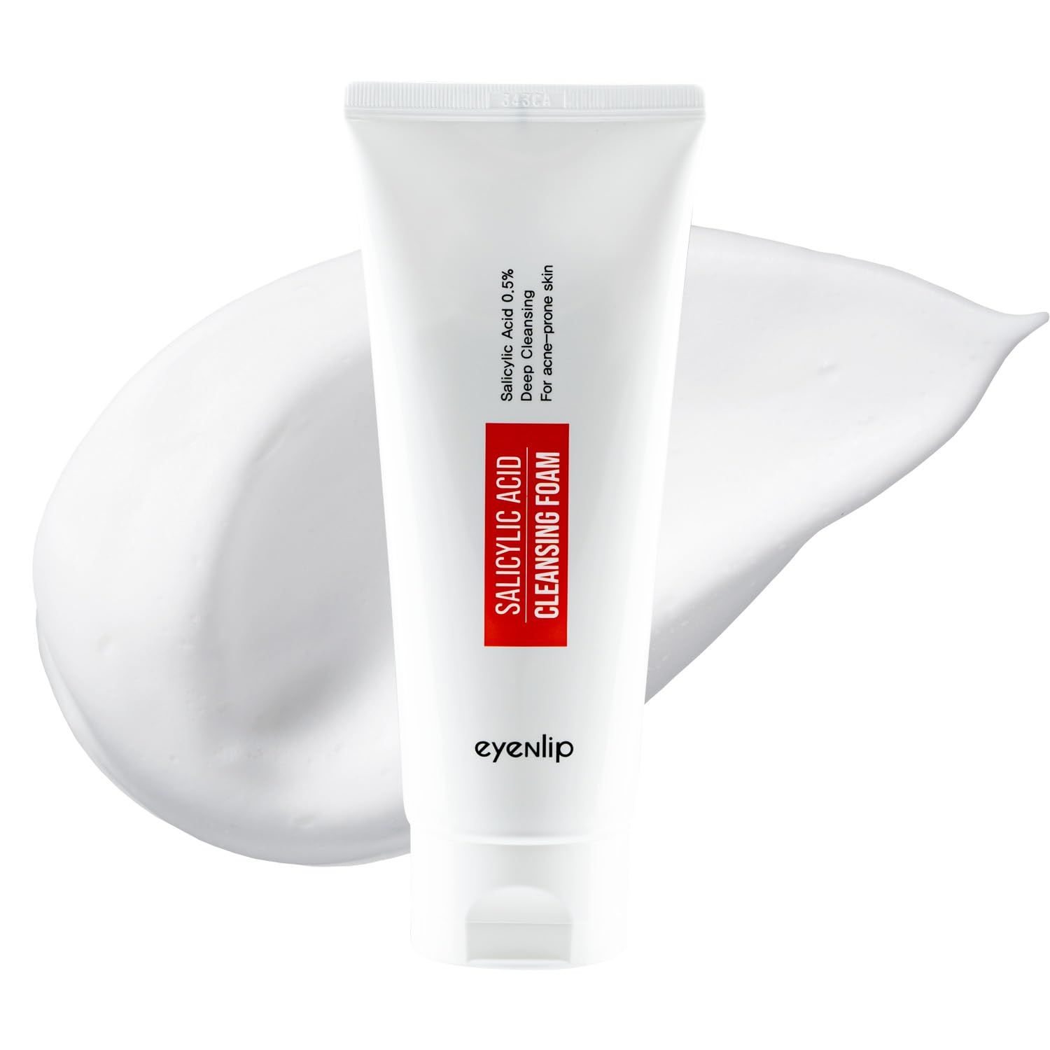 eyeNlip Salicylic Acid Cleansing Foam - 5.07 fl oz (150ml) - Gentle Exfoliating Face Wash for Oily and Acne-Prone Skin - Korean Skincare with Soothing Castor Seed Oil for Smooth and Clear Skin