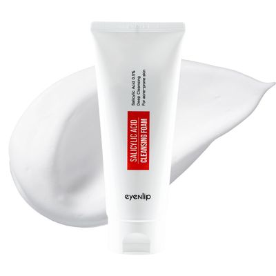eyeNlip Salicylic Acid Cleansing Foam - 5.07 fl oz (150ml) - Gentle Exfoliating Face Wash for Oily and Acne-Prone Skin - Korean Skincare with Soothing Castor Seed Oil for Smooth and Clear Skin