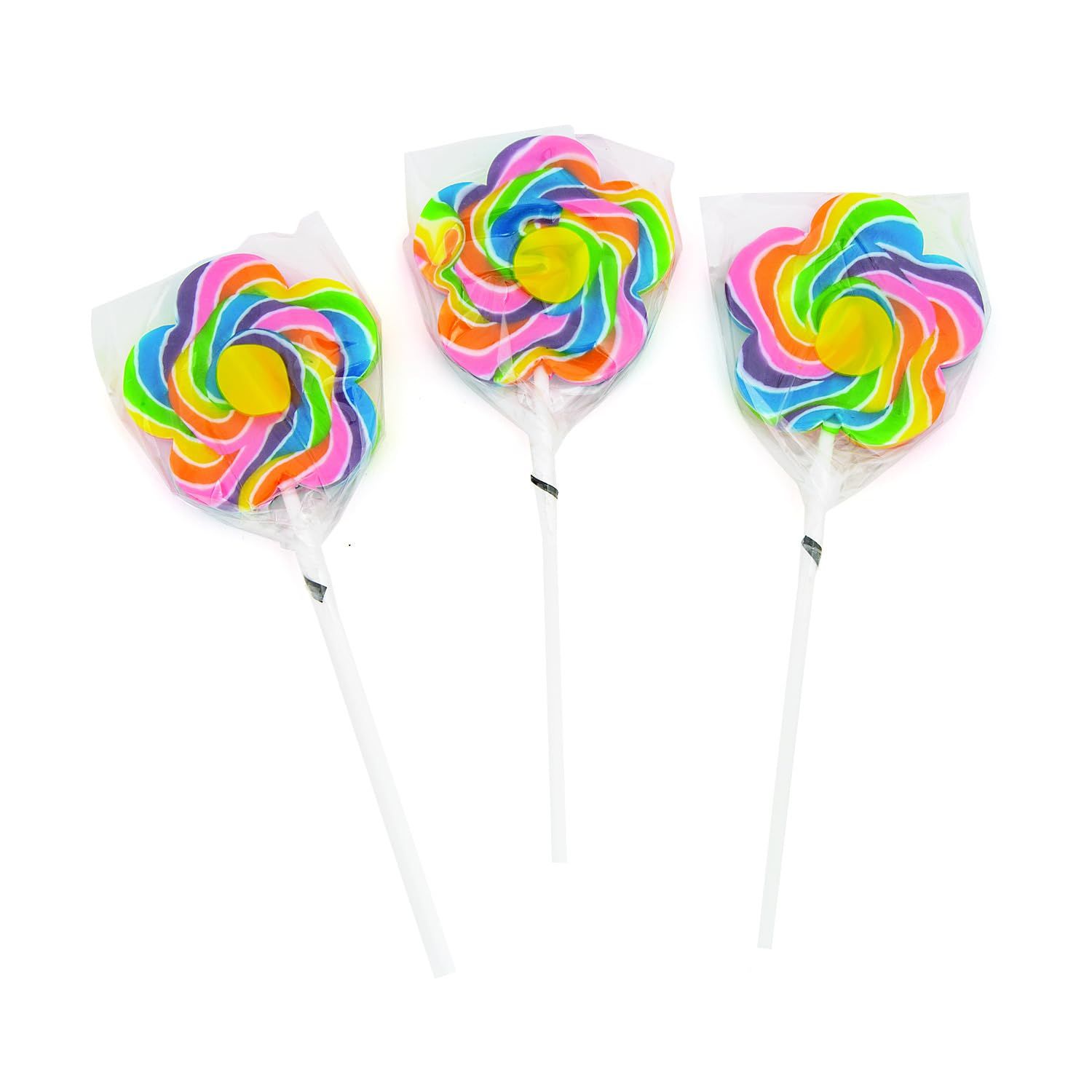 Oriental Trading 3&quot; Large Flower-Shaped Strawberry-Flavored Swirl Lollipops - 12 Lollipops - Great For Birthdays, School, Work and Other Events