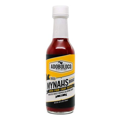 Adoboloco Hot Sauce MYNAHS BRAH! Roasted Sweet Pepper Jalapeno Sauce - 5oz Mild Tasty Savory Chili Pepper Sauce