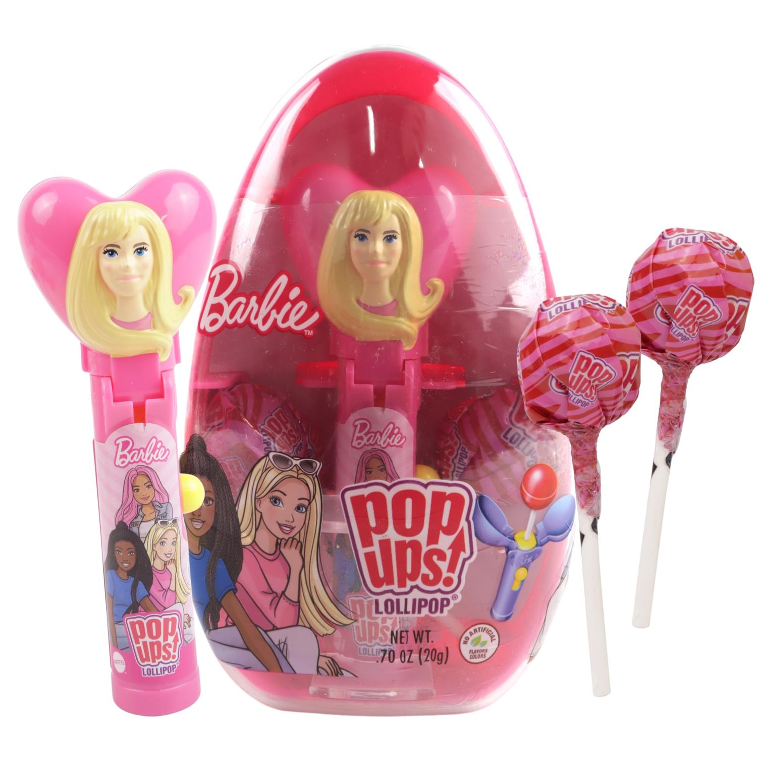 Barbie Pop Ups Jumbo Egg, Includes Two Lollipops and a Holder, Easter Basket Stuffer Gift, 0.7 Ounces