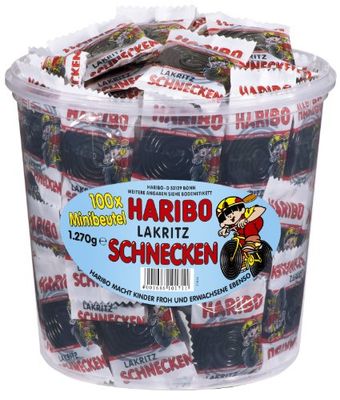 Haribo Lakritz Schnecken 100 Minibeutel, 1er Pack (1 x 1.2 kg)