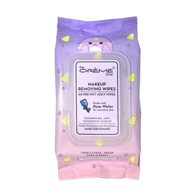 The Crme Shop Makeup Removing Wipes Made with Rose Water for Sensitive Skin (60 Pre-Wet Juicy Wipes)