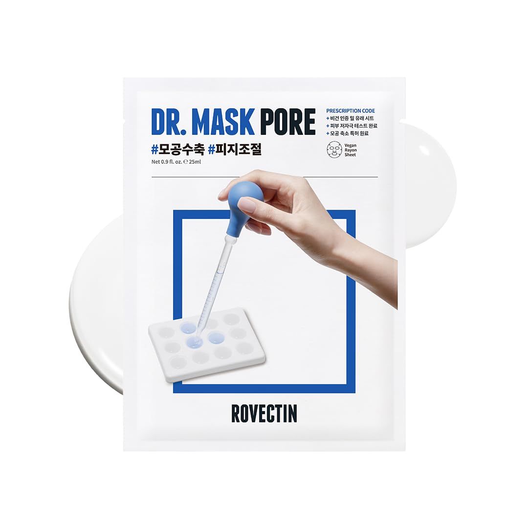 ROVECTIN Dr. Mask Pore for Sebum Control and Pore Treatment Face Mask Korean Sheet Mask Vegan Skin Care