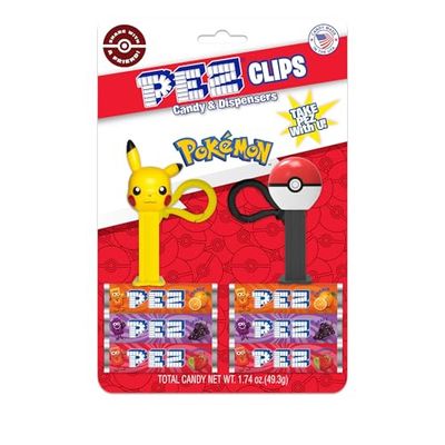 Pokemon PEZ Clips (Two mini PEZ Dispensers on keychain clip six candy refills)