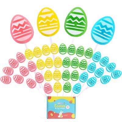 Easter Egg Lollipops Suckers,Individually Wrapped Bulk,Kid&#39;s Lollipops Candy for Easter Basket Stuffers,Party Favors &amp; Holiday Gift Exchanges,8g Tropical Fruit Flavor 40 Pack