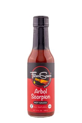 Arbol Scorpion Hot Sauce By Fresco Sauce, Fiery Hot Sauce With Flavors Of Scorpion Pepper, Arbol Pepper &amp; Galric, Made With All Natural Ingredients, 5 fl oz Bottle (1-Pack)