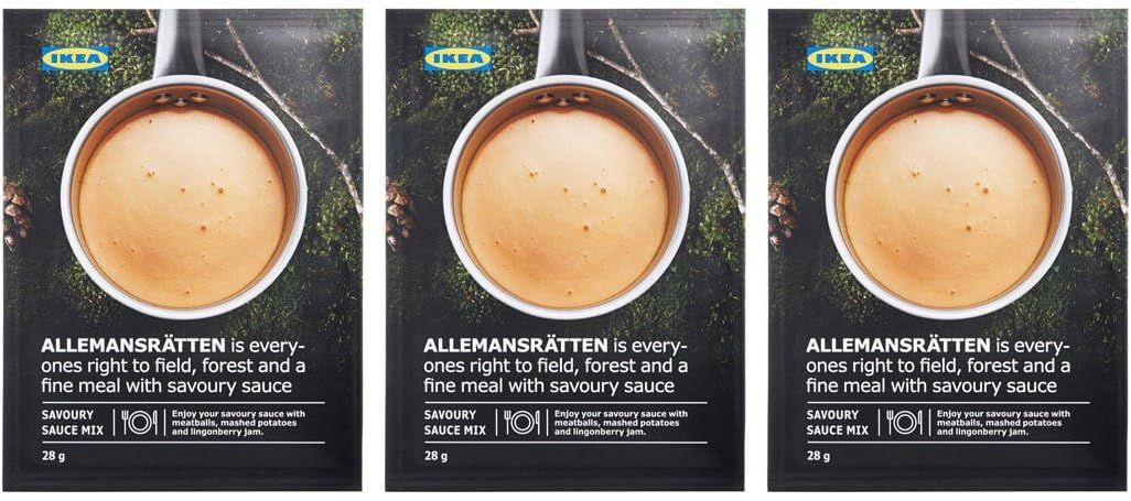 IKEA 703.543.09 ALLEMANSRTTEN 1.0 Oz. Mix (Pack of 3) for Swedish Meatball Cream Sauce; Mix with Spices Like Green Peppercorn, Herbs Like Thyme or Your Favorite Mustard; Make Your Sauce More Exciting