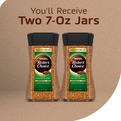 NESCAF Taster's Choice Instant Coffee, Light Medium Roast, Decaf House Blend, 2 Jars (7 Oz Each)