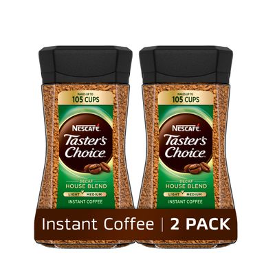 NESCAF Taster&#39;s Choice Instant Coffee, Light Medium Roast, Decaf House Blend, 2 Jars (7 Oz Each)