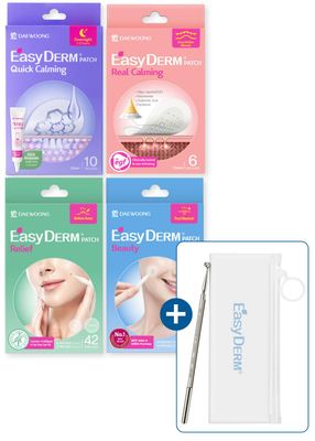 DWEasyDerm EasyDerm Multi-Step Pimple Patch Set - 4-Type Korean Pimple Patches Free 2-in-1 Dual-Tip Extractor for Complete Skincare