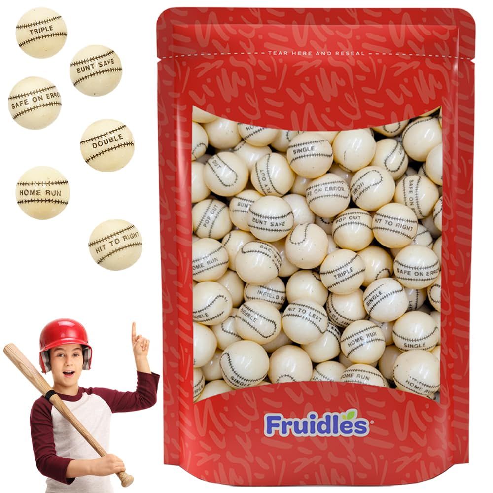 Fruidles Baseball Gum Balls Fruit Flavored, Candy Gum Buffet Treats, Machine Size Refills, Kosher Certified Parve - 1&quot; Inch (Half-Pound)