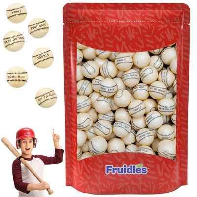 Fruidles Baseball Gum Balls Fruit Flavored, Candy Gum Buffet Treats, Machine Size Refills, Kosher Certified Parve - 1&quot; Inch (Half-Pound)