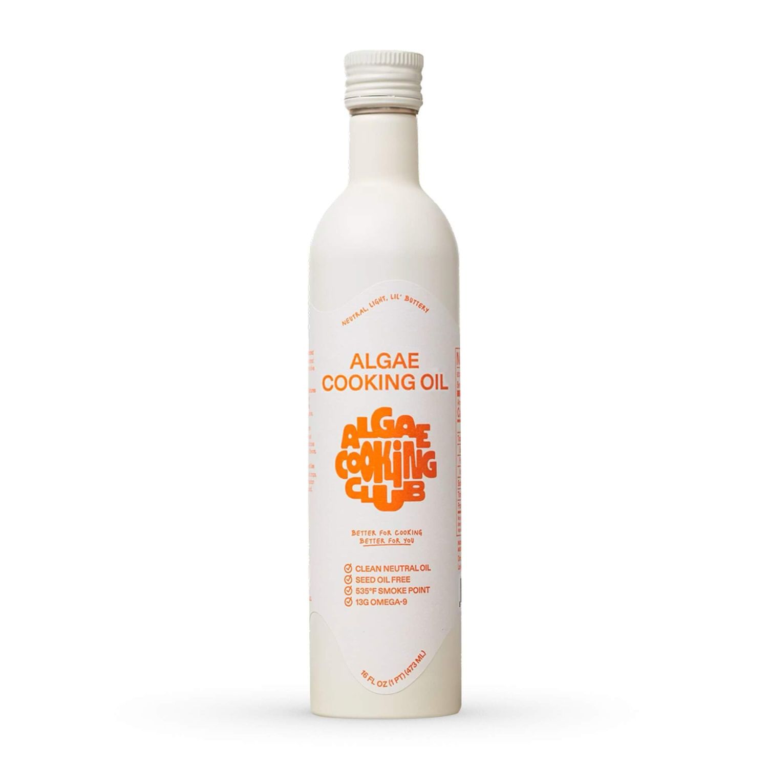 Algae Cooking Club Chef-Grade 100% Algae Cooking Oil, 535 F High Smoke Point, High Oleic, Neutral, Seed-Oil Free, Versatile, Frying, Grilling, Baking and Salads (1, 16, Fl Oz)
