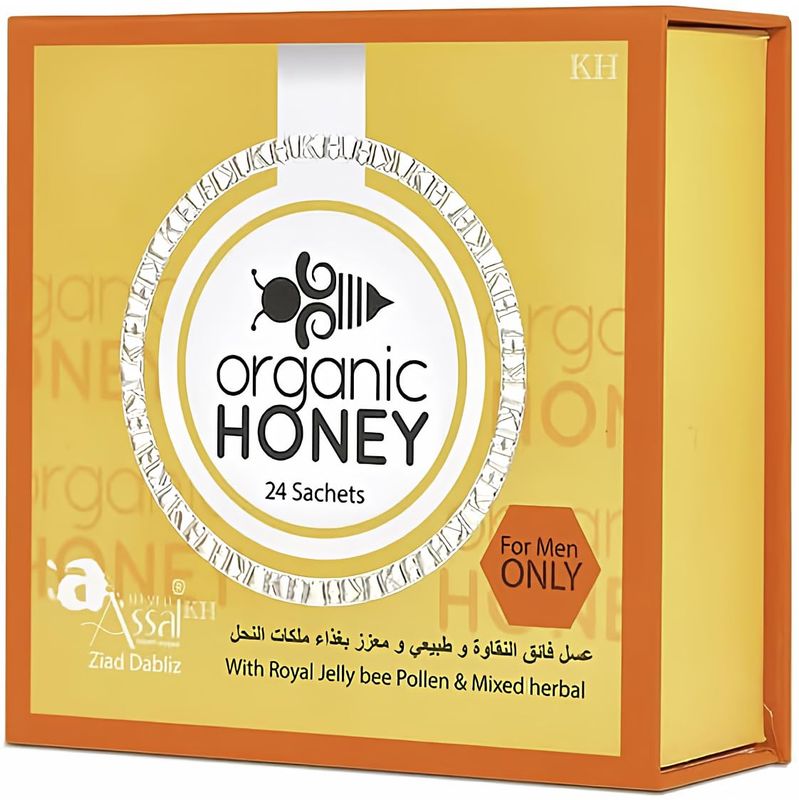 Organic Natural Honey infused with Natural Jelly, Honey Bee Pollen &amp; 100% Mixed Natural Herbs (Large Pack of 24 Sachets 10Gram Each)