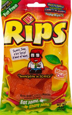 Rips Bite Size Mango Chili Licorice Chewy Candy, 4 oz