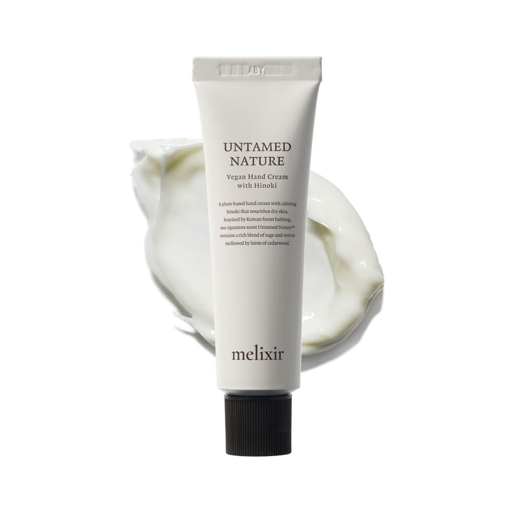 Melixir Vegan Hand Cream Untamed Nature - Calming Forest Scented, Nourishes &amp; Deeply Hydrates Dry Hands with Shea Butter, Non-Sticky &amp; Velvety Finish, Travel Size, Korean Skincare (1.7 fl.oz.)