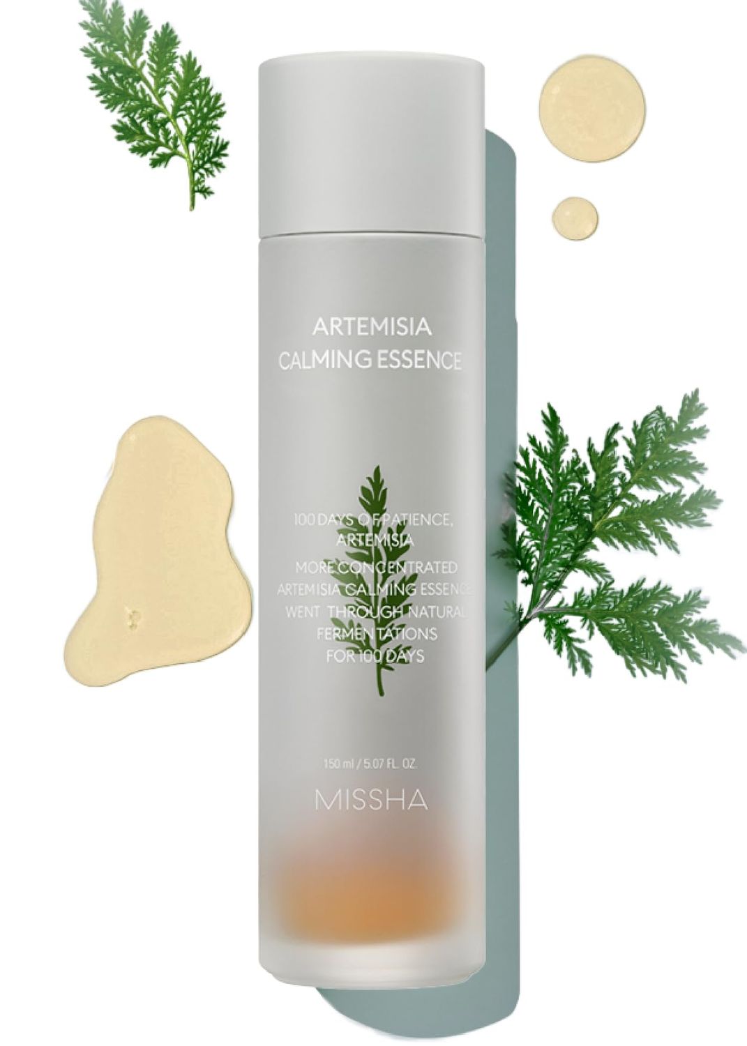 MISSHA Artemisia Calming Essence 5.07 Fl oz / 150ml - 100% Artemisia Annua Extract Facial Toner for Sensitive Skin, Korean Toner with Double-Fermented Mugwort, Soothes Redness &amp; Acne