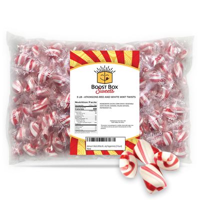 Atkinson&#39;s Red &amp; White Mint Twists Individually Wrapped Hard Candy Peppermints (5 Pound)