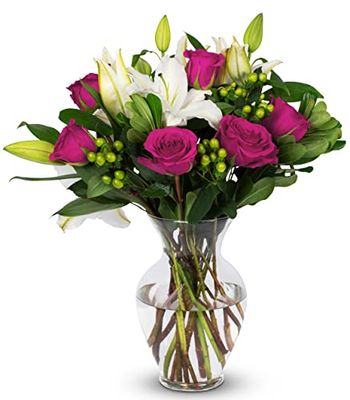 Benchmark Bouquets - Pink Elegance (Glass Vase Included) - Fresh Flowers for Delivery - Gift for Easter, Mothers Day, Birthday, Anniversary, Sympathy, Get Well, Congratulations