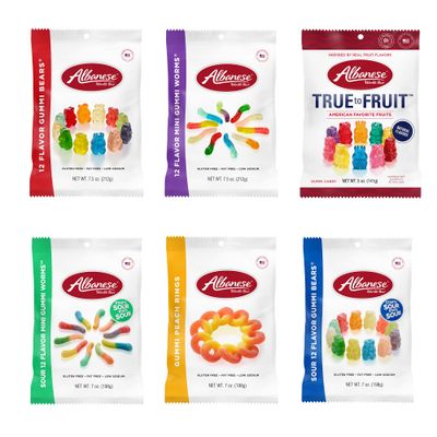 Albanese World&#39;s Best Gummi Variety Pack of Gummy Candy, Assorted Flavors 7oz &amp; 7.5oz (Pack of 6)