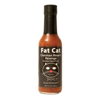 Chairman Meow&#39;s Revenge Scorpion Pepper Sauce by Fat Cat Gourmet Strong &amp; Savory Great with Grilled Meats, Veggies, Tacos, Dips Very Hot Natural, Gluten Free, Vegan &amp; Keto Friendly 1 Bottle