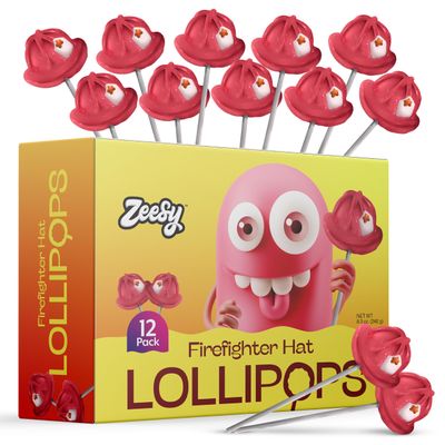 Firefighter Hat Lollipops Individually Wrapped - 12 Firefighter Party Favors Suckers for Firefighter Birthday, Fireman Birthday Party Supplies, Fireman Party Favors Goodie Bag Stuffer