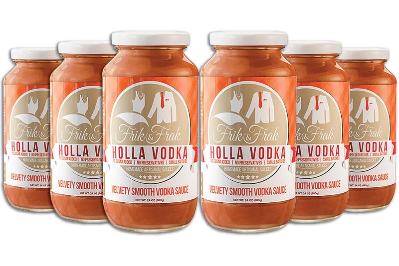 Holla! Vodka Pasta Sauce by Frik &amp; Frak, 6-Pack, No Sugar Added, No Preservatives, Gluten Free, 36 Month Shelf Life, Artisan Small Batch Crafted Pasta Sauces, 24 Oz Jars